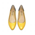Yellow and black leather ballerinas hand made in Italy, women's model by Fragiacomo