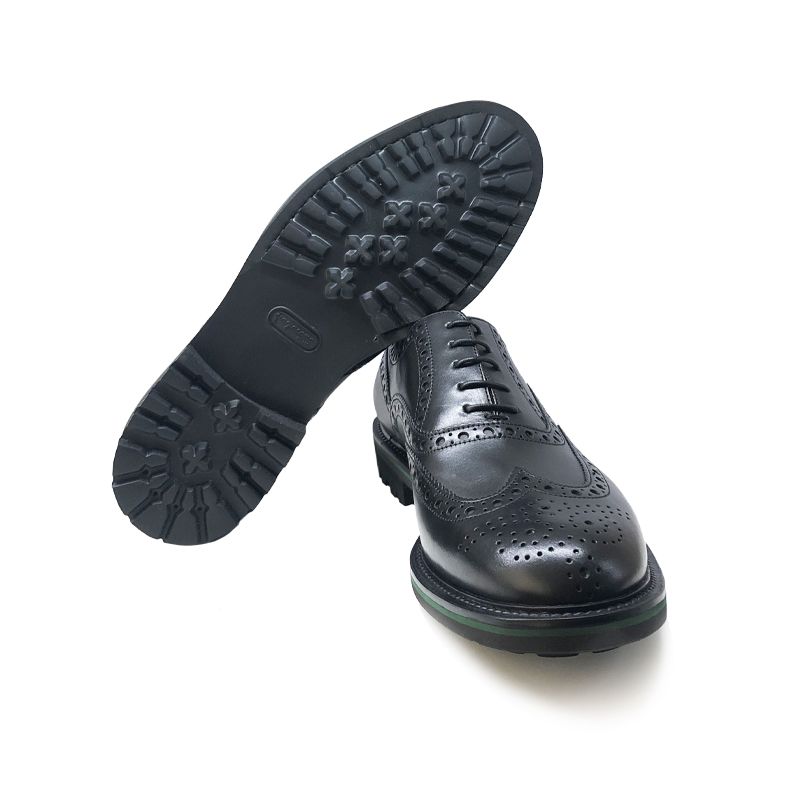 Black calfskin brogues with rubber sole, men's model by Fragiacomo