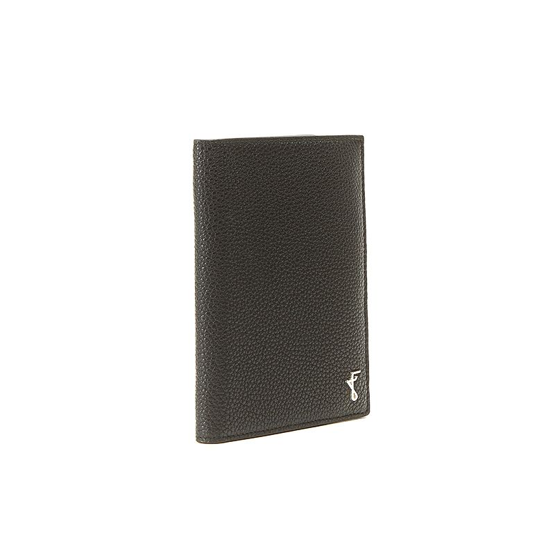 Black moose leather passport cover man with silver accessories