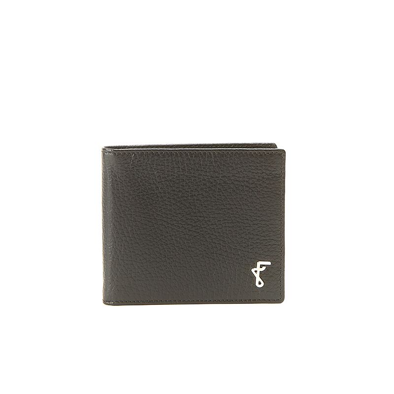 Black moose leather wallet man  with silver accessories