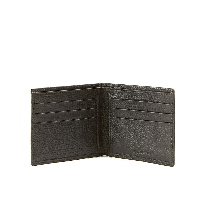 Black moose leather wallet man with silver accessories
