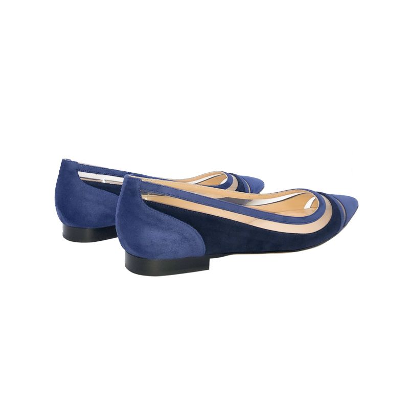 Blue and dark blue suede ballerinas with pvc details hand made in Italy, women's model by Fragiacomo
