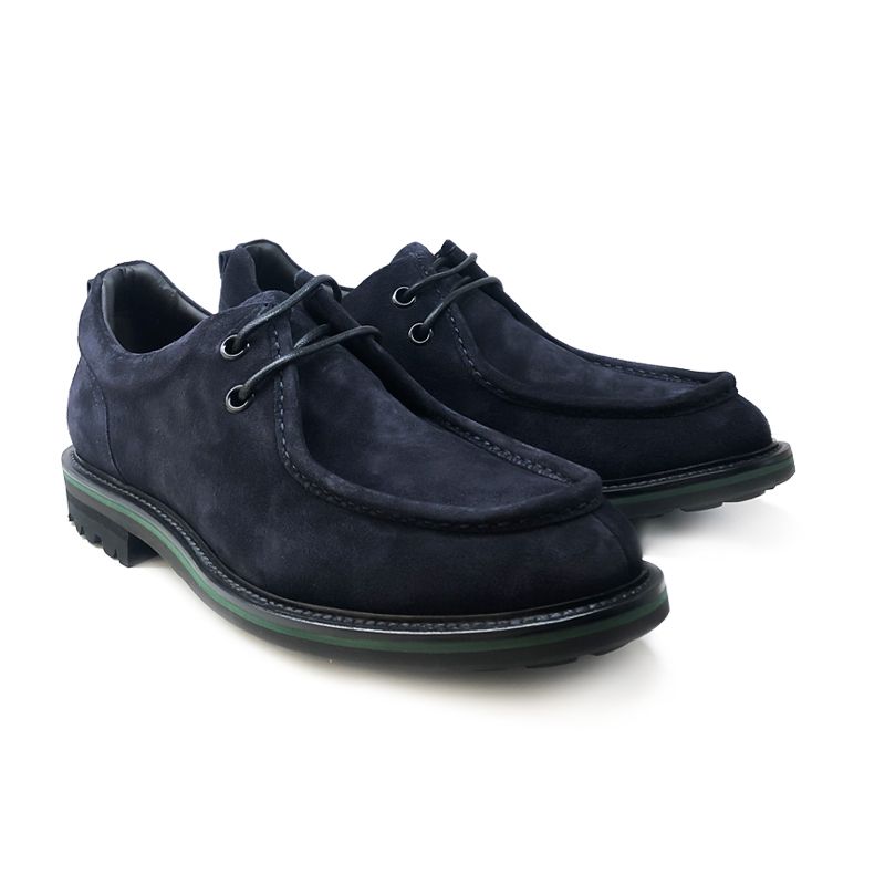 Blue suede paraboot shoes hand made in Italy, men's model by Fragiacomo