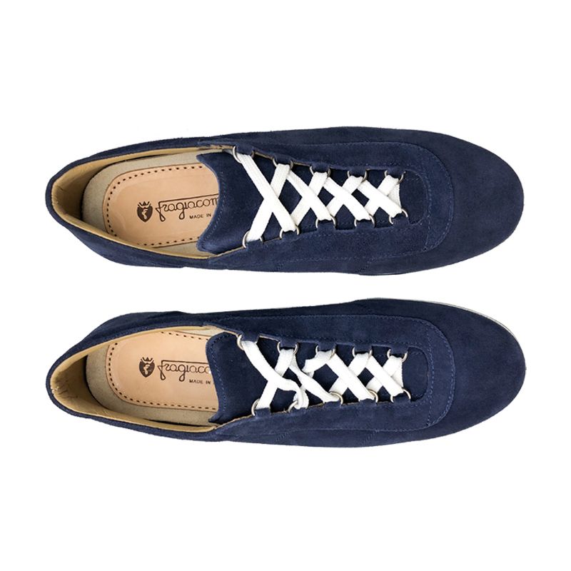 blue suede sneakers, hand made in Italy, elegant mans' by Fragiacomo