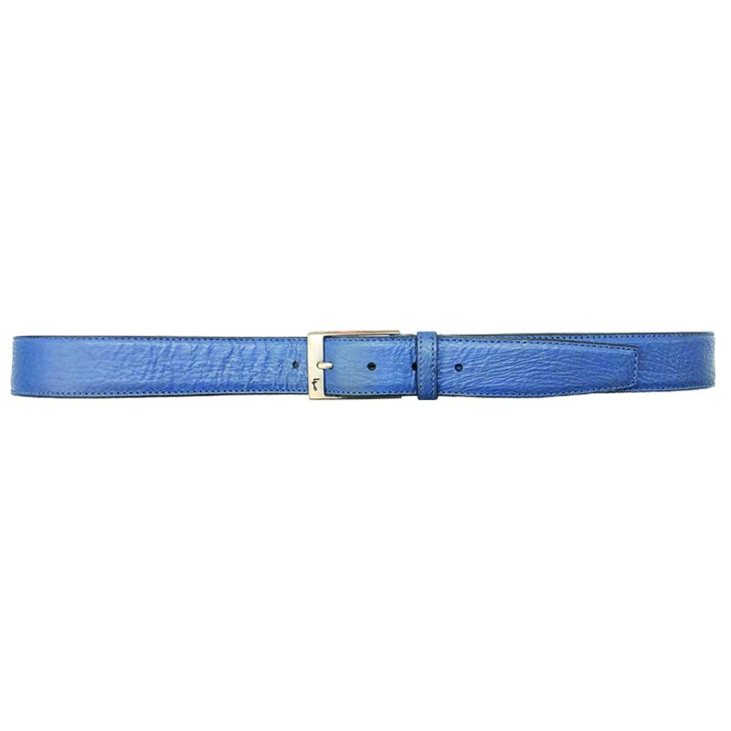 Elegante Cintura da uomo blu in vera pelle di squalo, realizzata a mano in Italia by Fragiacomo