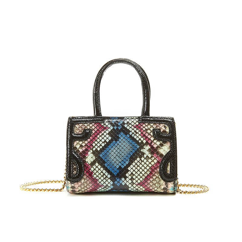 Micro Icon bag in coloured python leather with with black print woman