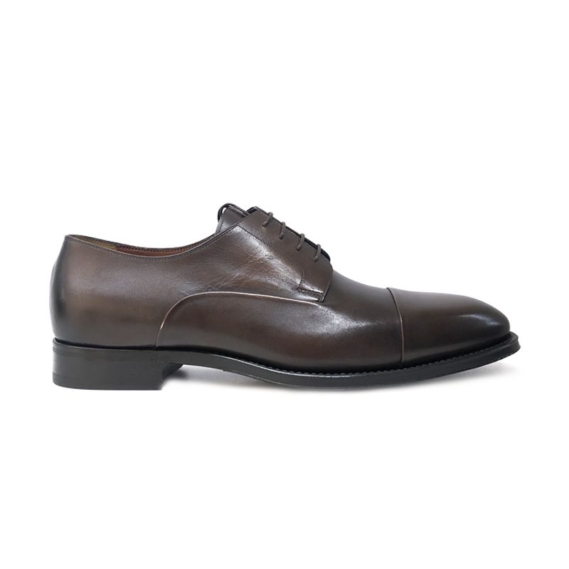 Dark brown calfskin handmade Derby shoes, men's model by Fragiacomo