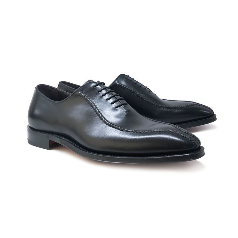 Black calfskin Oxford shoes with handmade Goodyear construction, men's model by Fragiacomo
