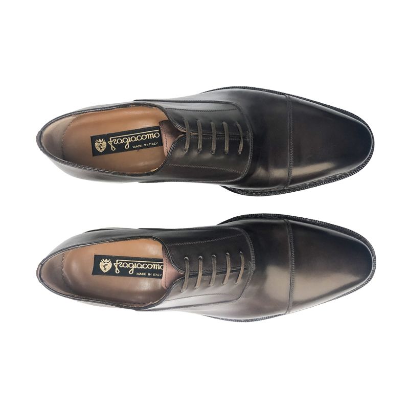 Dark brown calfskin Oxford shoes with handmade Norwegian construction, men's model by Fragiacomo