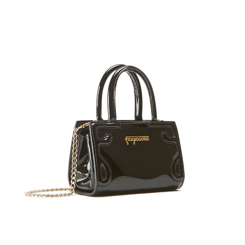 Micro Icon bag in black patent leather woman