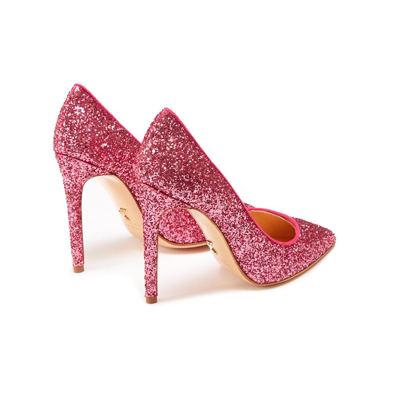 Pink pumps in glitter, elegant women's, by Fragiacomo