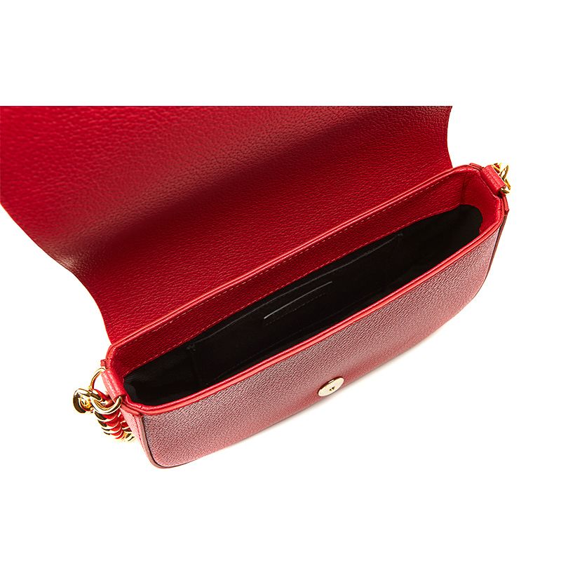 Postino bag in alce rosso con catena e accessori oro da donna