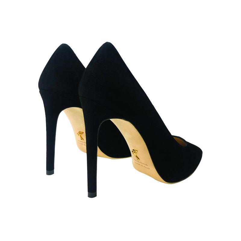 Black suede pumps with 105 mm heel