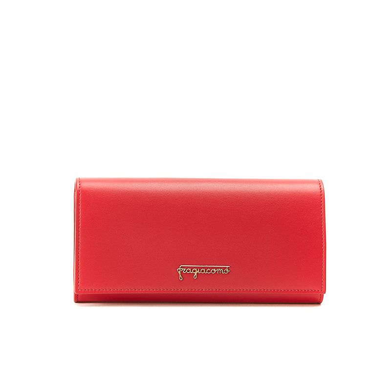 Red nappa leather woman's wallet  with gold accessories