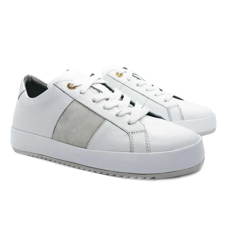 Sneakers in pelle bianca con striscia in velluto fatte a mano in Italia, modello da donna by Fragiacomo