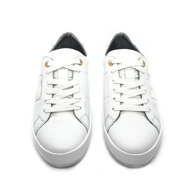 Sneakers in pelle bianca con striscia in velluto fatte a mano in Italia, modello da donna by Fragiacomo