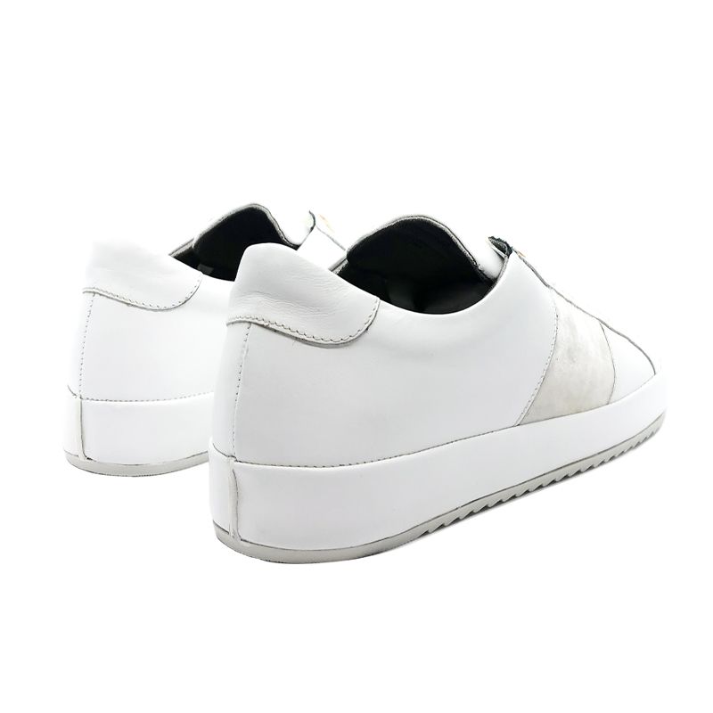 Sneakers in pelle bianca con striscia in velluto fatte a mano in Italia, modello da donna by Fragiacomo
