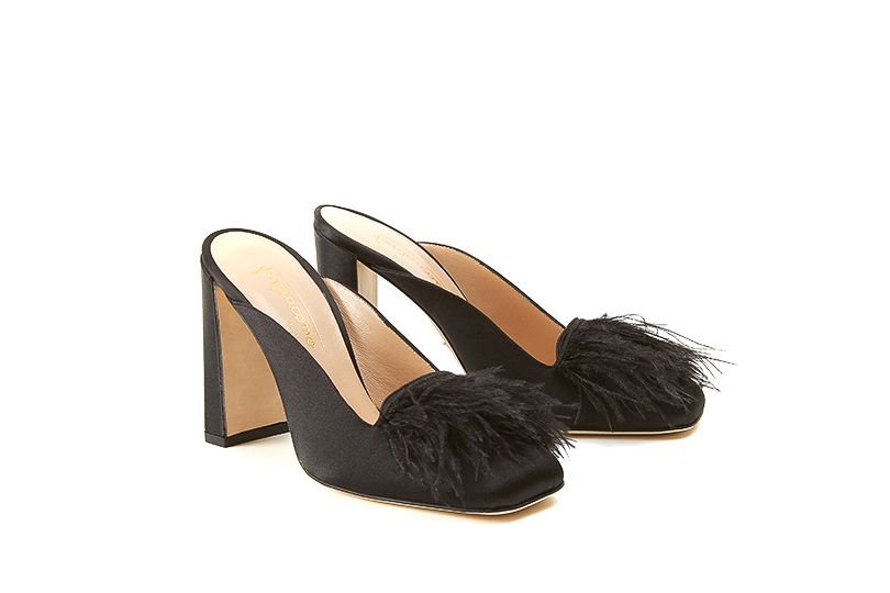 Mint satin Marabou high heel mules - Sandals & Mules - Shoes - Woman