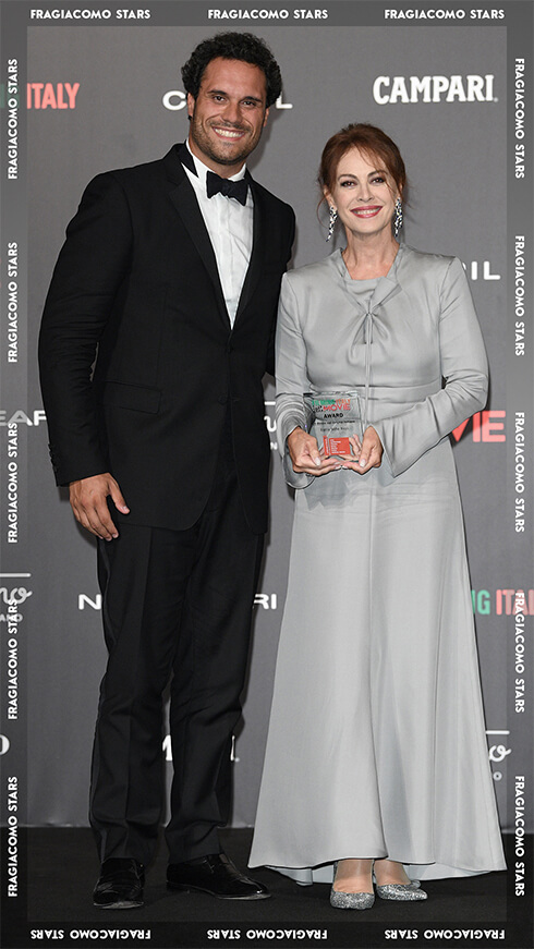Massimo Pozzi Chiesa with Elena Sofia Ricci in occasion of Venice Film Festival at Filming Italy Best Movie Award event