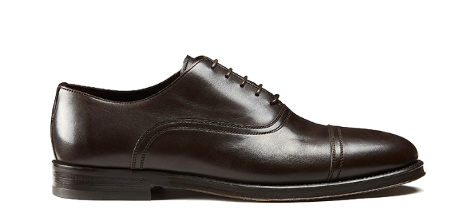 Dark brown calfskin Oxford shoes with laces, hand made in Italy, elegant men's by Fragiacomo